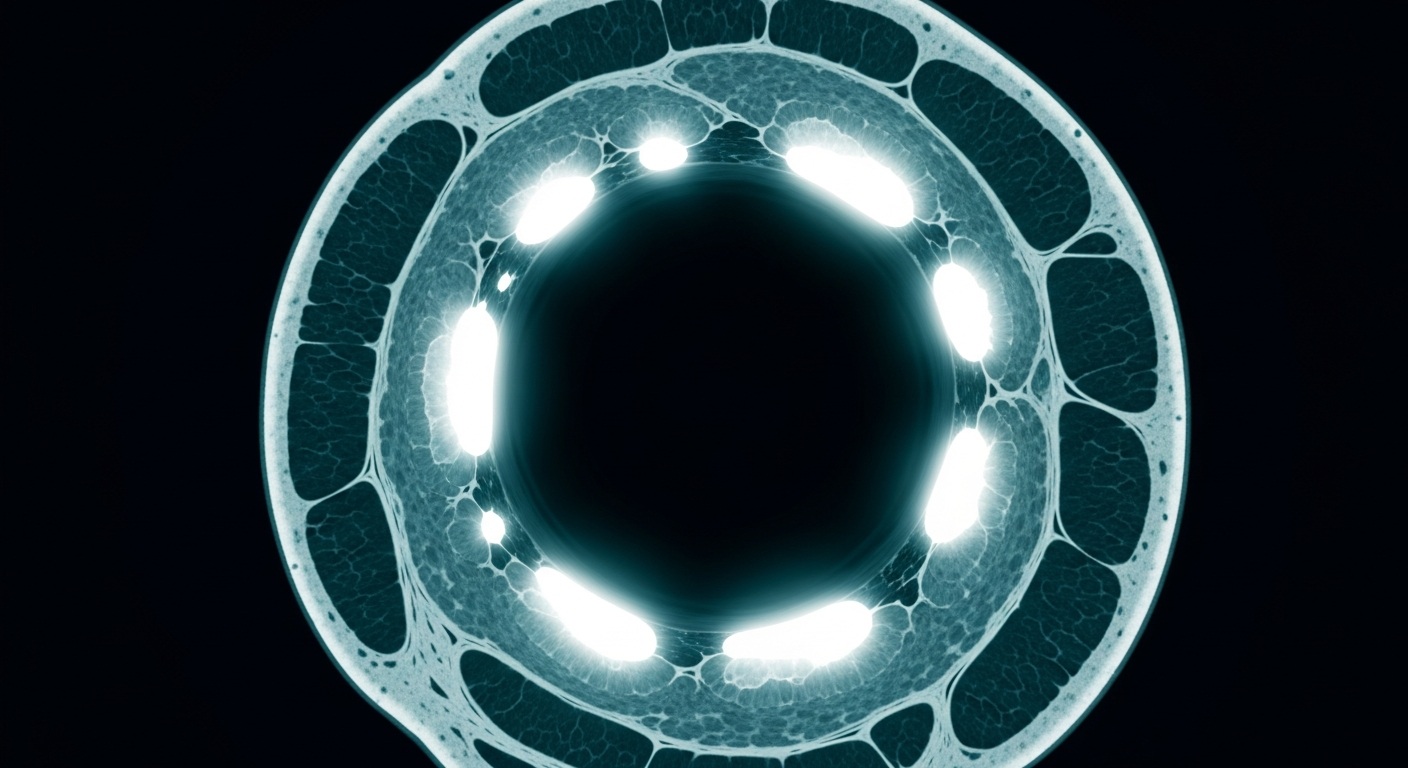 Coronary artery CT scan showing calcified plaque deposits