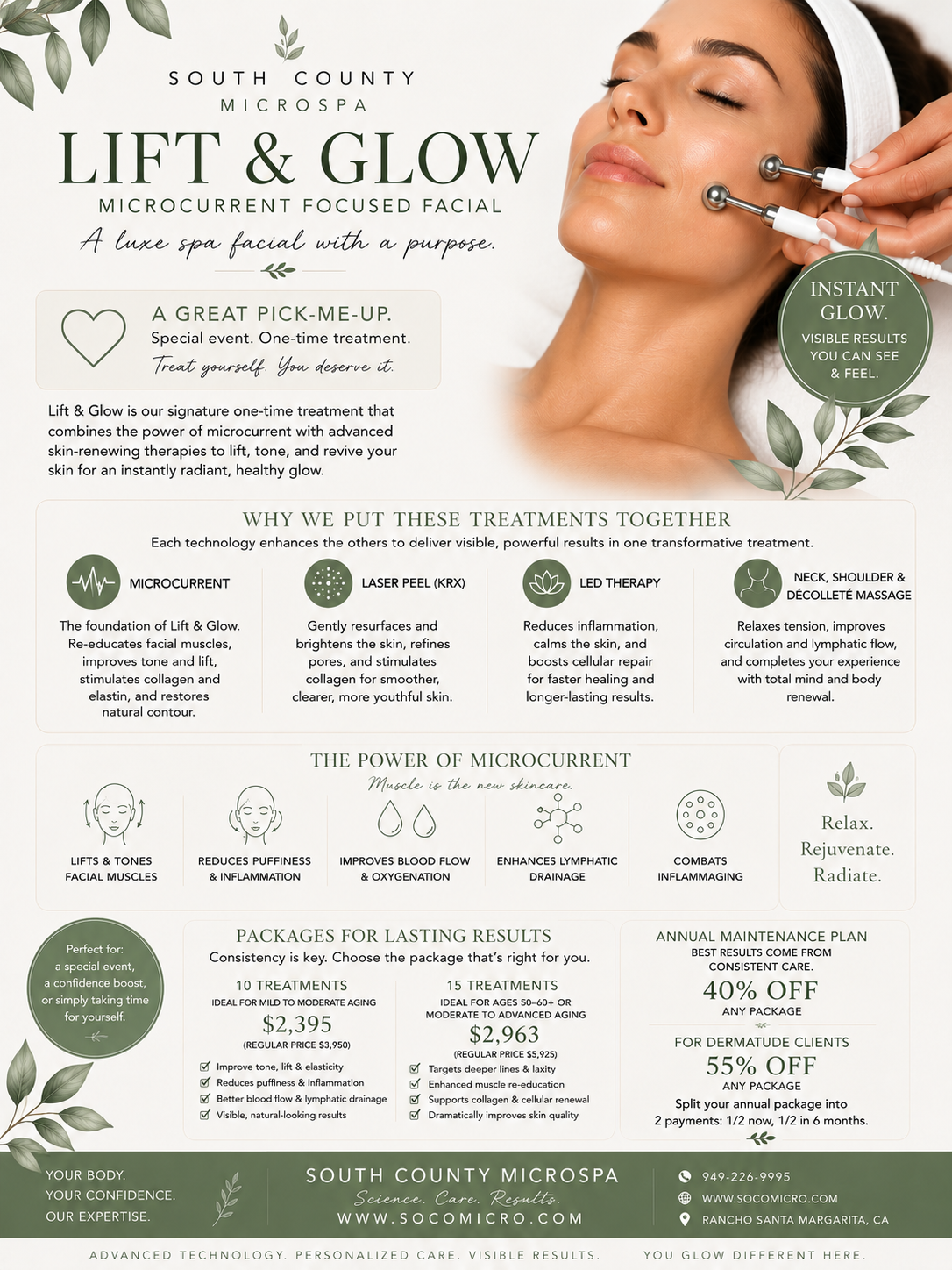 Lift and Glow at South County Microspa — microcurrent-focused facial benefits and package options