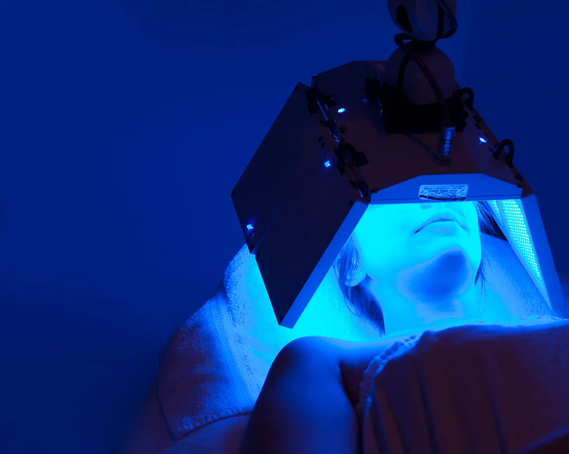 LED light therapy facial treatment — LIGHTWAVE Elite LED photobiomodulation at South County Microspa